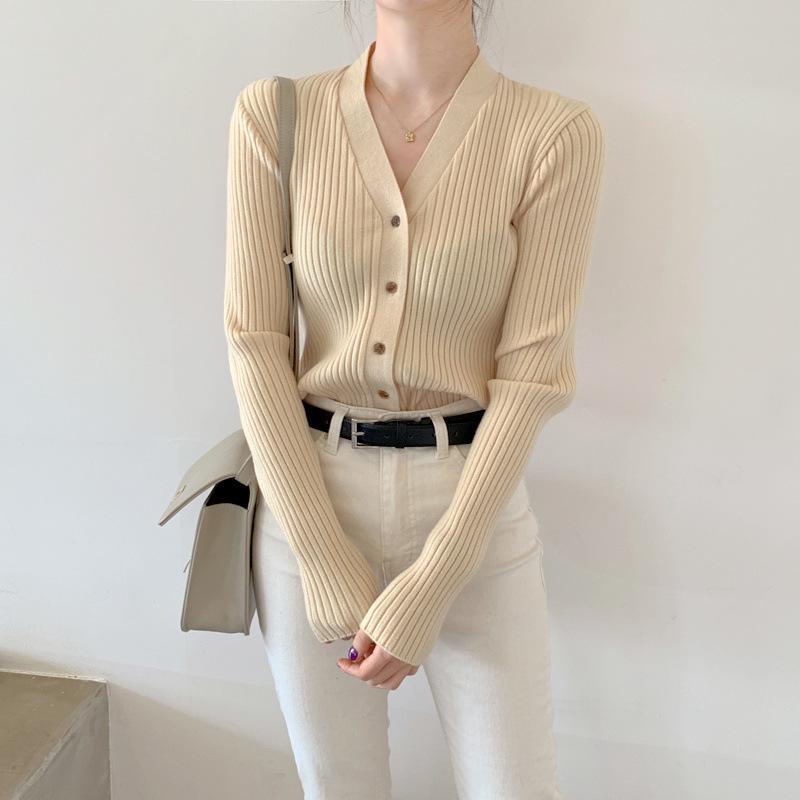 Women s V-Neck Slim Ribbed Knitted Cardigan - Spring/Autumn Lazy Style Sweater Coat L
Women s V-Neck Slim Ribbed Knitted Cardigan - Spring/Autumn Lazy Style Sweater Coat L