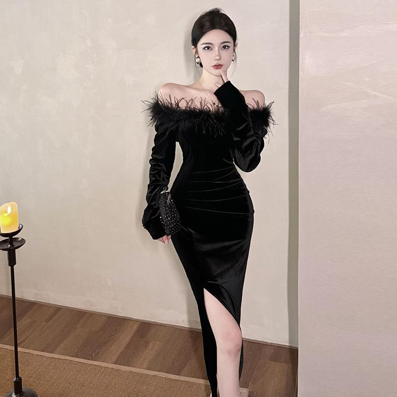 Женский темперамент светская львица Мао Мао платье с разрезом платье S чёрный
Женский темперамент светская львица Мао Мао платье с разрезом платье S чёрный