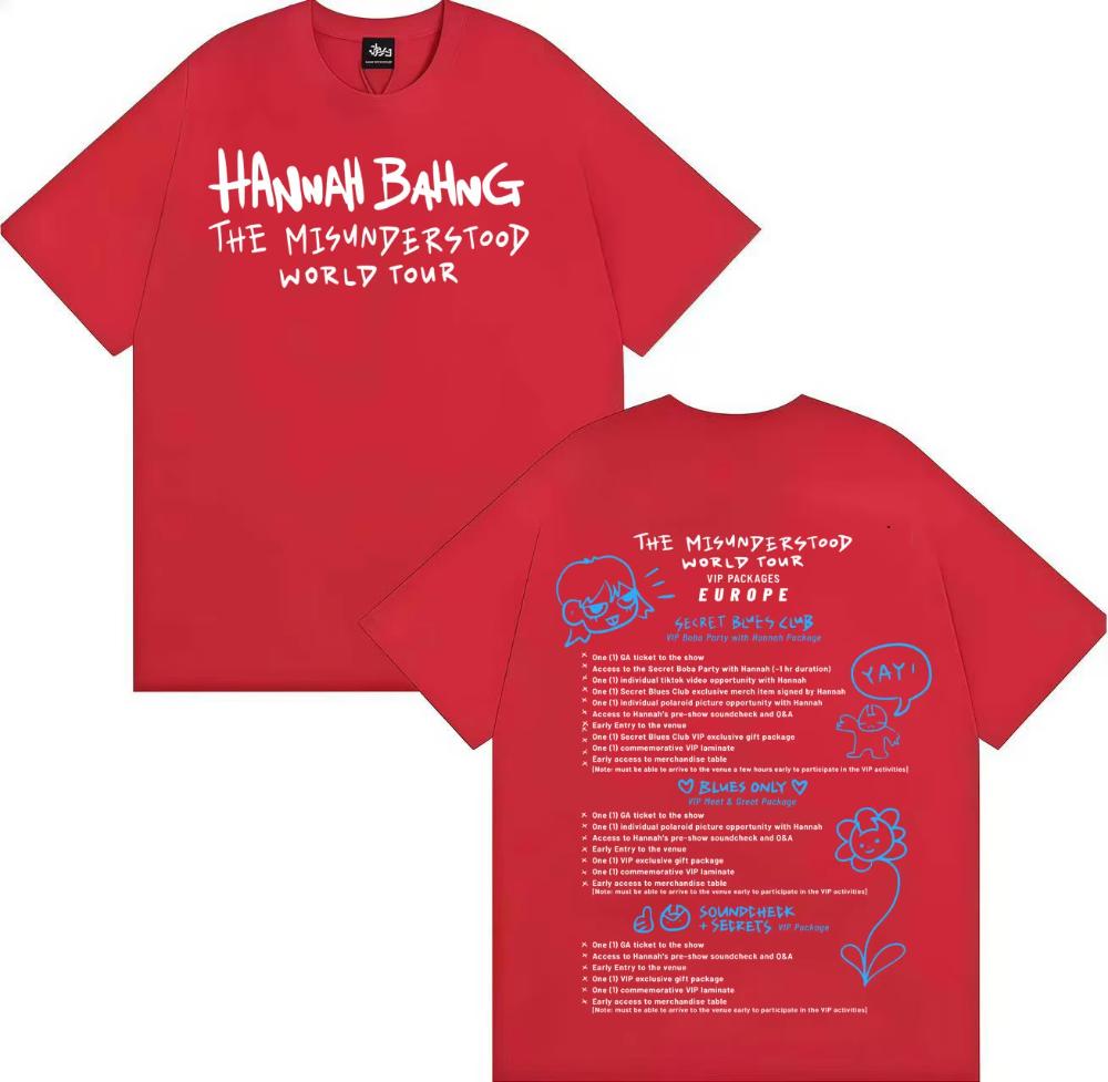 Singer Hannah Bahng Album World Tour Unisex Cotton Hip Hop Style Retro T Shirt Women Unisex Harajuku Comfort Short Sleeve Tees 4XL
Singer Hannah Bahng Album World Tour Unisex Cotton Hip Hop Style Retro T Shirt Women Unisex Harajuku Comfort Short Sleeve Tees 4XL