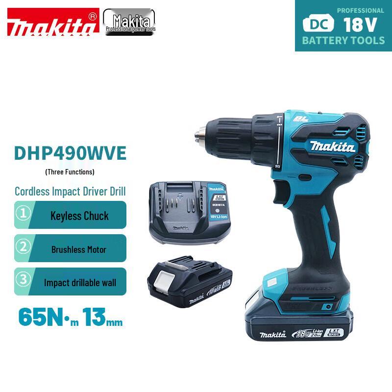 Makita 18V Cordless 3-Function Compact Impact Driver Drill DHP490WVE CN plug (adapter included)
Makita 18V Cordless 3-Function Compact Impact Driver Drill DHP490WVE CN plug (adapter included)