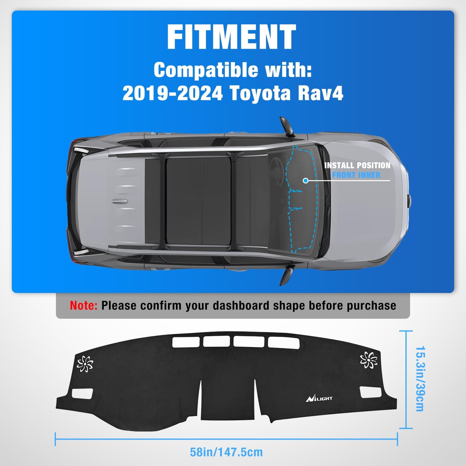 Nilight Dash Cover for Toyota Rav4 2019 2020 2021 2022 2023 2024, Custom Fit Suede Dashboard Mat Non‑Slip Sunshade Glare Protector Interior
Nilight Dash Cover for Toyota Rav4 2019 2020 2021 2022 2023 2024, Custom Fit Suede Dashboard Mat Non‑Slip Sunshade Glare Protector Interior