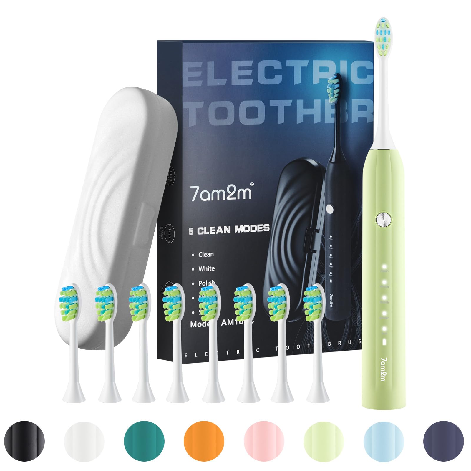 7am2m Electric Ultrasonic Sonic Electric Mobile Travel Case and 8 Replacement 5 Electric 2 Minute Auto Smart Electric USB Roman Column Handle Matcha
7am2m Electric Ultrasonic Sonic Electric Mobile Travel Case and 8 Replacement 5 Electric 2 Minute Auto Smart Electric USB Roman Column Handle Matcha