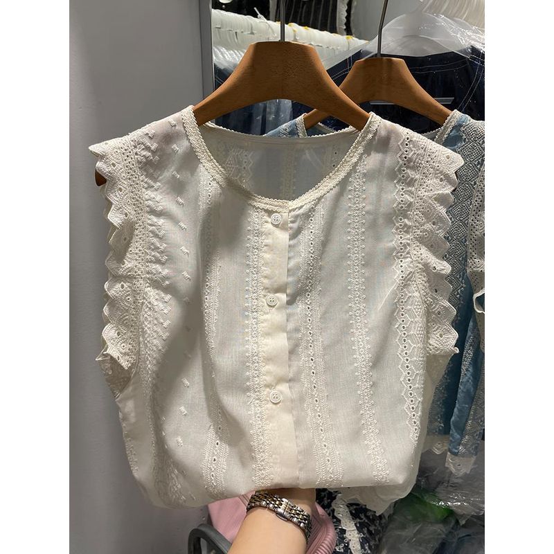 French Style Lace Lace Stripes Vest Shirt Women s Summer Stylish Korean Style Chic Beautiful Sleeveless Small Shirt Top Beige White All yards
French Style Lace Lace Stripes Vest Shirt Women s Summer Stylish Korean Style Chic Beautiful Sleeveless Small Shirt Top Beige White All yards