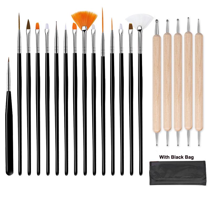 20-Piece Nail Art Brush Set: Painting, Gel, Cleaner, Dotting & Gradient Pens for Flower Designs
20-Piece Nail Art Brush Set: Painting, Gel, Cleaner, Dotting & Gradient Pens for Flower Designs