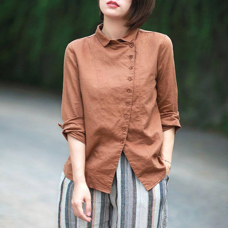 Литературная повседневная косая планка, свободная однотонная льняная рубашка с утолщенными лацканами и длинными рукавами, женская одежда больших размеров M оранжевый
Литературная повседневная косая планка, свободная однотонная льняная рубашка с утолщенными лацканами и длинными рукавами, женская одежда больших размеров M оранжевый