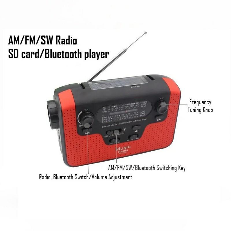 RD388 Solar Power Hand Crank AM/FM/SW Radio Bluetooth-compatible Player LED Flashlight 2200mAh Power Bank Green
RD388 Solar Power Hand Crank AM/FM/SW Radio Bluetooth-compatible Player LED Flashlight 2200mAh Power Bank Green