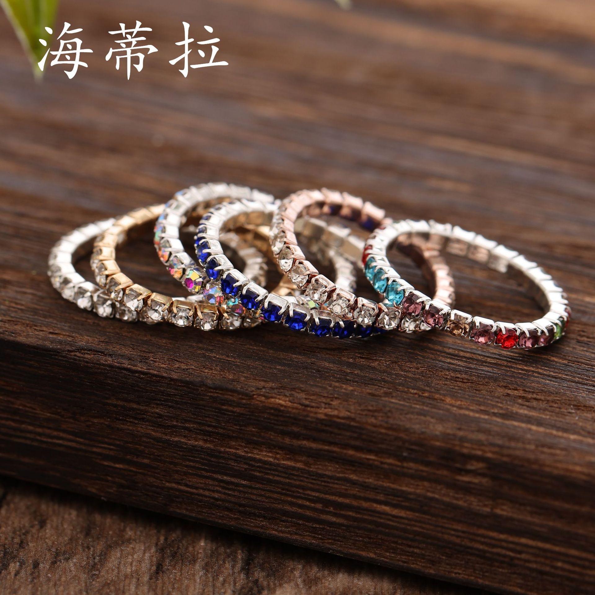 Single row colored rhinestone inlaid elastic ring full diamond elastic rope women s versatile ring toe ring Elastic Adjustable
Single row colored rhinestone inlaid elastic ring full diamond elastic rope women s versatile ring toe ring Elastic Adjustable