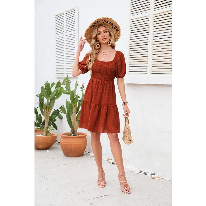 Women s Square Neck Pleated Cute Mini Summer Hairball Dress XXL темно-рудий
Women s Square Neck Pleated Cute Mini Summer Hairball Dress XXL темно-рудий