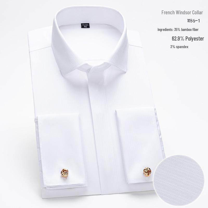 Мужская официальная белая рубашка с длинным рукавом, воротником-стойкой и французскими манжетами из бамбукового волокна 41/175
Мужская официальная белая рубашка с длинным рукавом, воротником-стойкой и французскими манжетами из бамбукового волокна 41/175