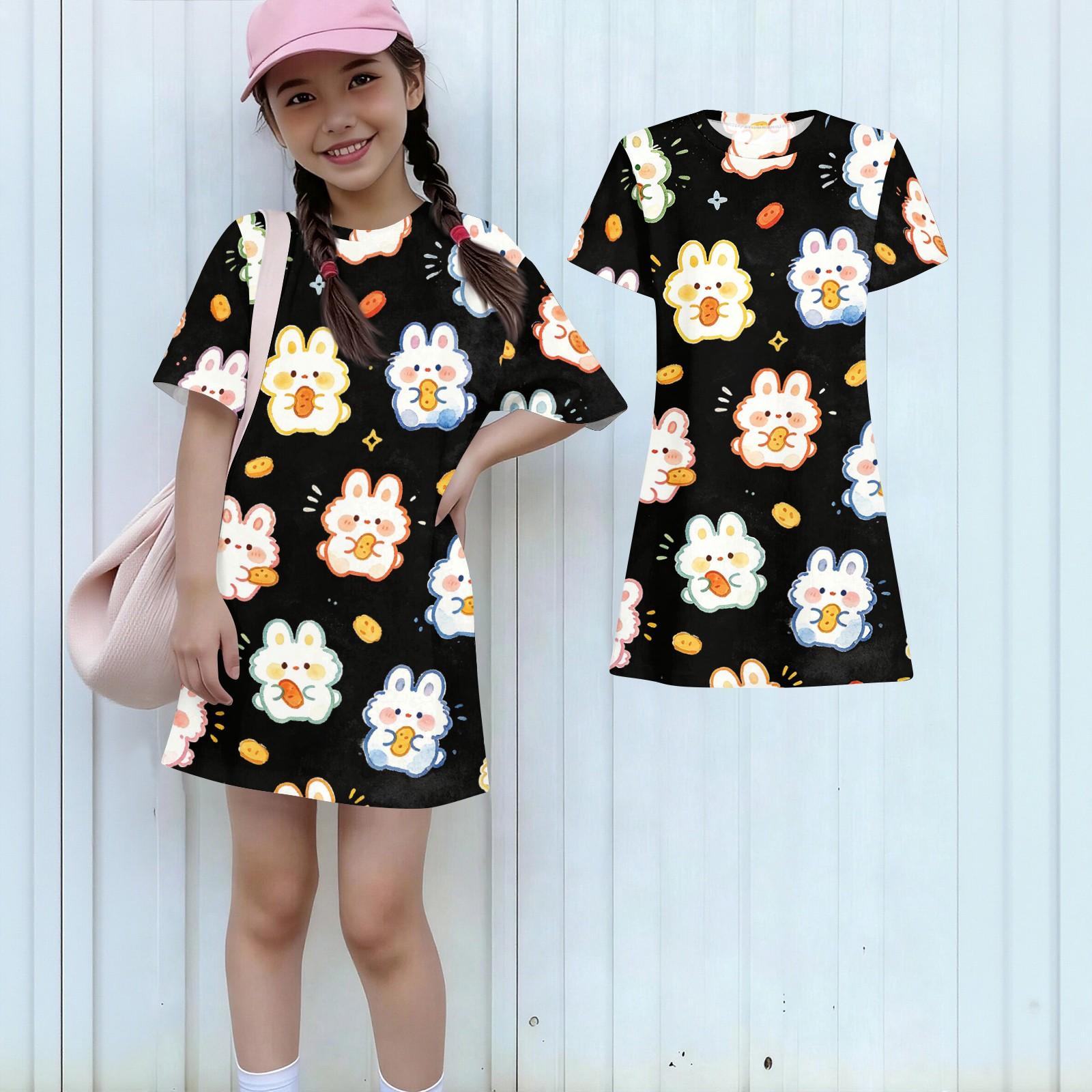 Girls Loose Fit Short Sleeve Dress Kids Round Neck Casual Lightweight Dress with Animal Print Suitable for Daily Wear and Outdoor Activities 100
Girls Loose Fit Short Sleeve Dress Kids Round Neck Casual Lightweight Dress with Animal Print Suitable for Daily Wear and Outdoor Activities 100