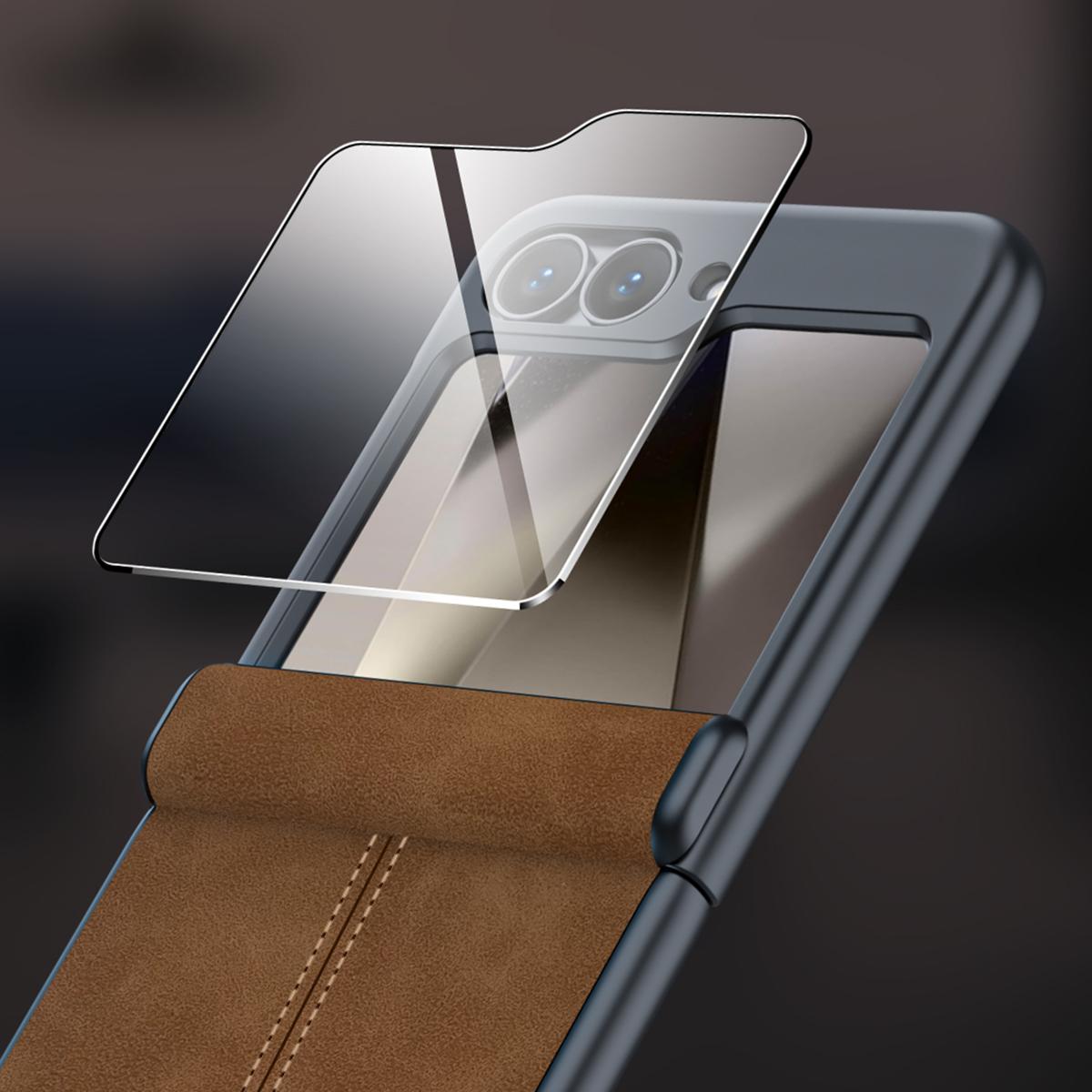 For Samsung Galaxy Z Flip6 5G Case Hinge Leather+PC Phone Cover with Rear Screen Film Black
For Samsung Galaxy Z Flip6 5G Case Hinge Leather+PC Phone Cover with Rear Screen Film Black