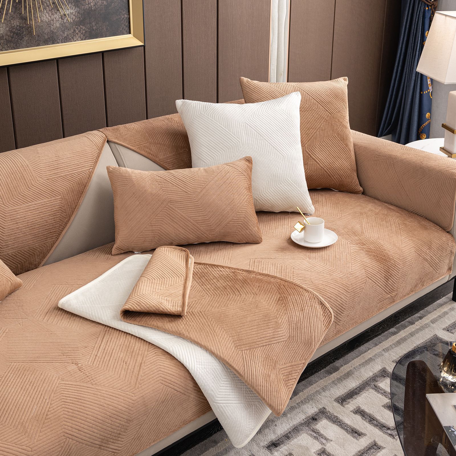 Скандинавская Ins молочно-белая плюшевая подушка для дивана, зимняя ткань, утолщенная противоскользящая подушка для дивана 70x70cm