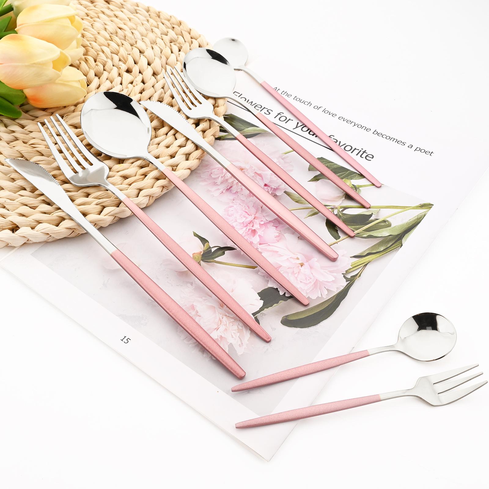 Drmfiy Mirror Pink Silver Tableware 6Pcs Cutlery Set Stainless Steel Set Dinner Knife Spoon Fork Dinnerware Kitchen Flatware Set
Drmfiy Mirror Pink Silver Tableware 6Pcs Cutlery Set Stainless Steel Set Dinner Knife Spoon Fork Dinnerware Kitchen Flatware Set