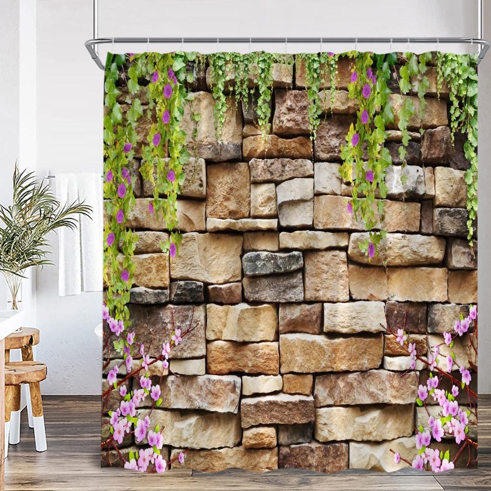 Green Vines Brick Wall Shower Curtain Pink Flowers European Garden Arch Door Bathroom Decorations Vintage Bath Curtain With Hook W60H190(CM)-1 Pcs
Green Vines Brick Wall Shower Curtain Pink Flowers European Garden Arch Door Bathroom Decorations Vintage Bath Curtain With Hook W60H190(CM)-1 Pcs