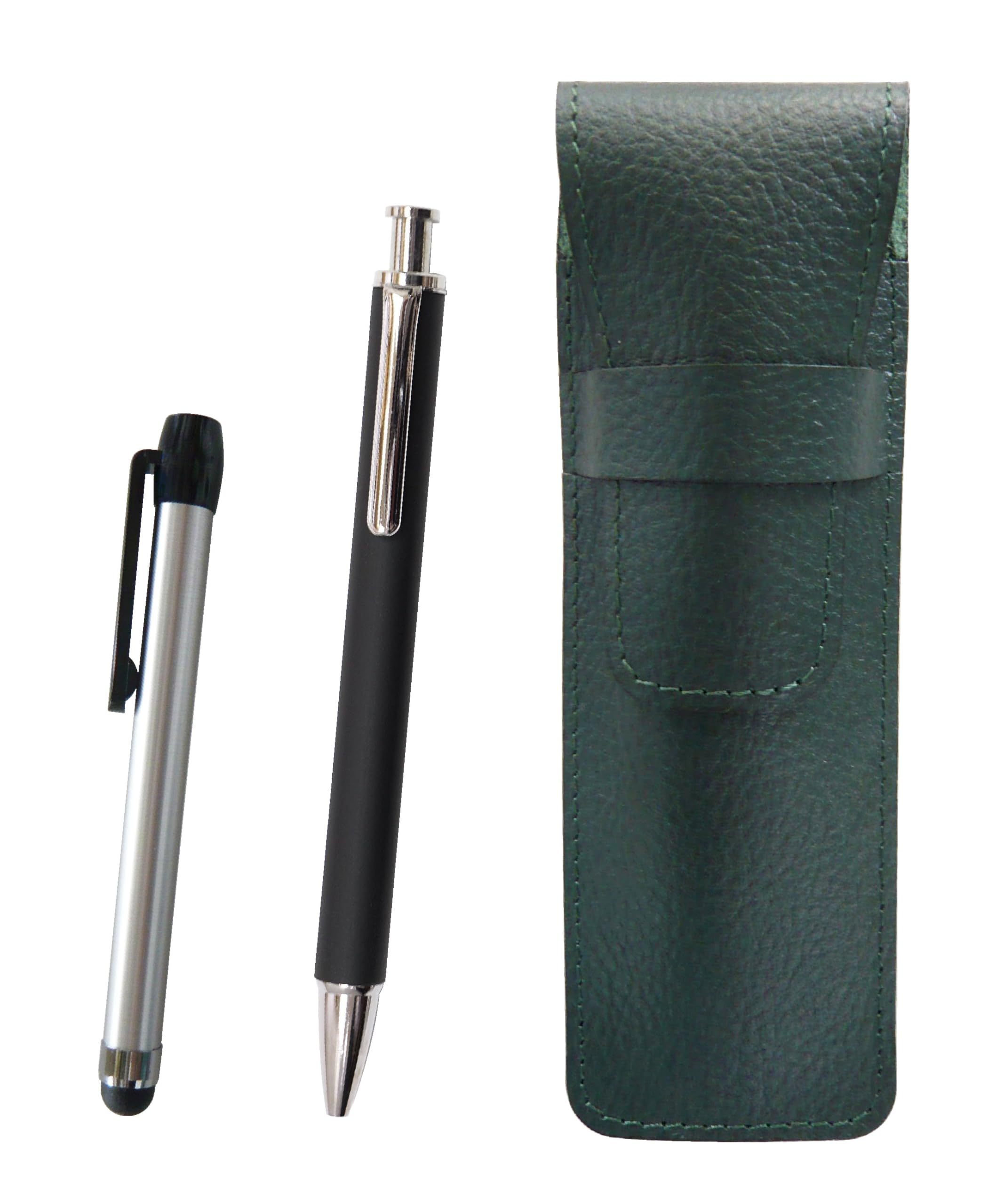 Grained leather pencil case moss green metal touch bar silver and extruded rubber shaft brass knock ballpoint pen set black SASMG-ALST-HS301B
Grained leather pencil case moss green metal touch bar silver and extruded rubber shaft brass knock ballpoint pen set black SASMG-ALST-HS301B