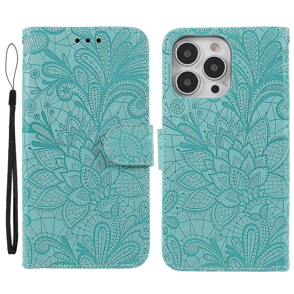 For iPhone 14 Pro Max Case Lace Flowers PU Leather Flip Wallet Phone Cover Green
For iPhone 14 Pro Max Case Lace Flowers PU Leather Flip Wallet Phone Cover Green