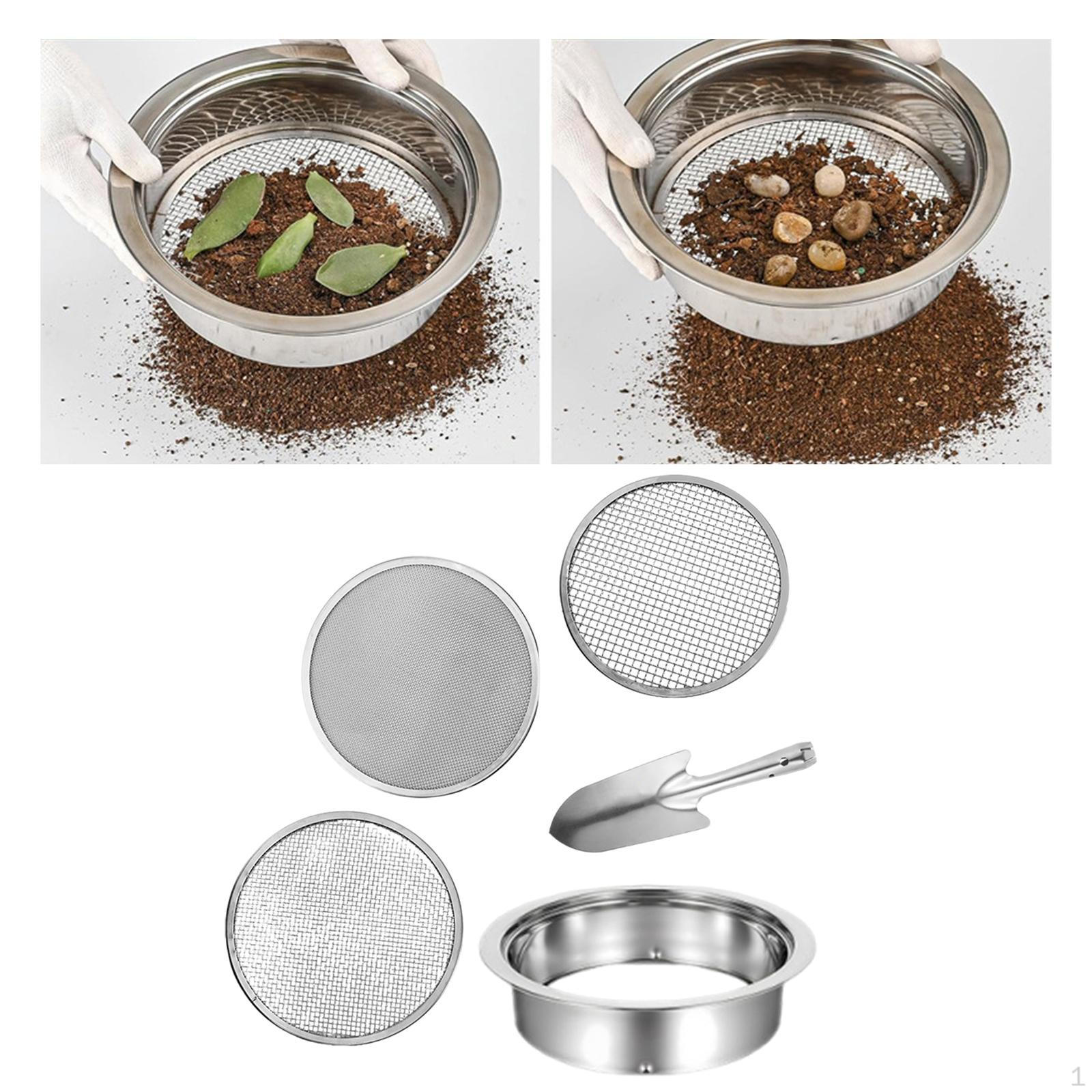 Set Garden Riddle Sieve with Meshes Soil Strains for Flower Bed 3 Mesh Silver Shovel
Set Garden Riddle Sieve with Meshes Soil Strains for Flower Bed 3 Mesh Silver Shovel