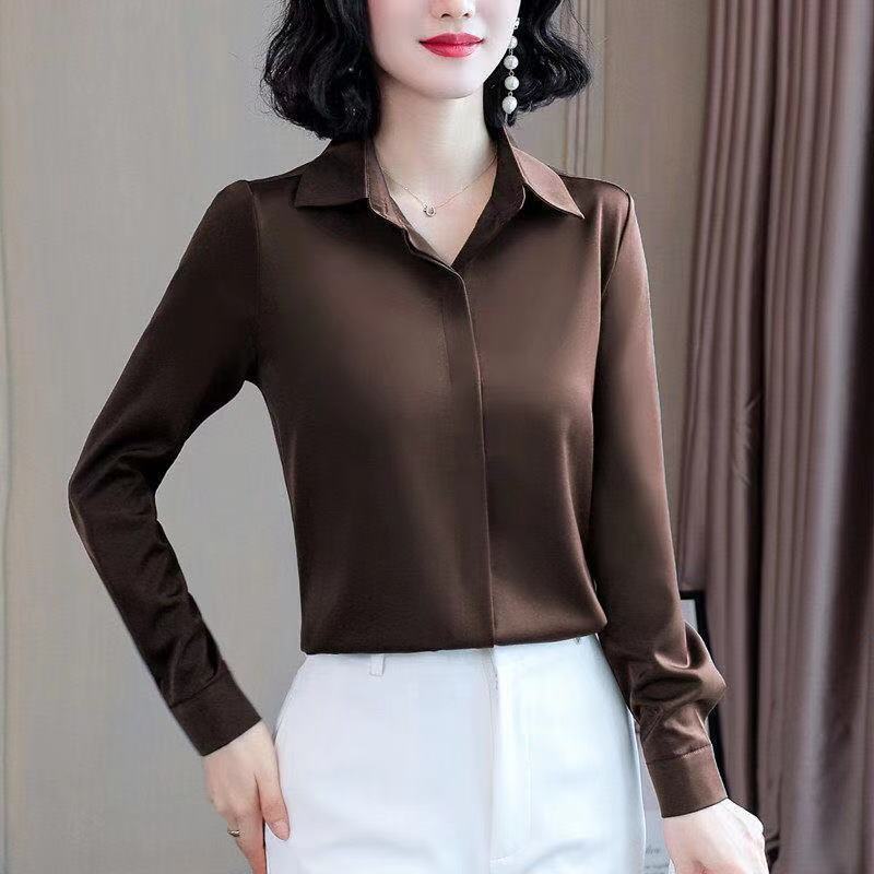 Spring Autumn New Korean Style Temperature Solid Imitation Silk Satin Long Sleeve Top Women s Professional POLO Collar 3XL чорний
Spring Autumn New Korean Style Temperature Solid Imitation Silk Satin Long Sleeve Top Women s Professional POLO Collar 3XL чорний