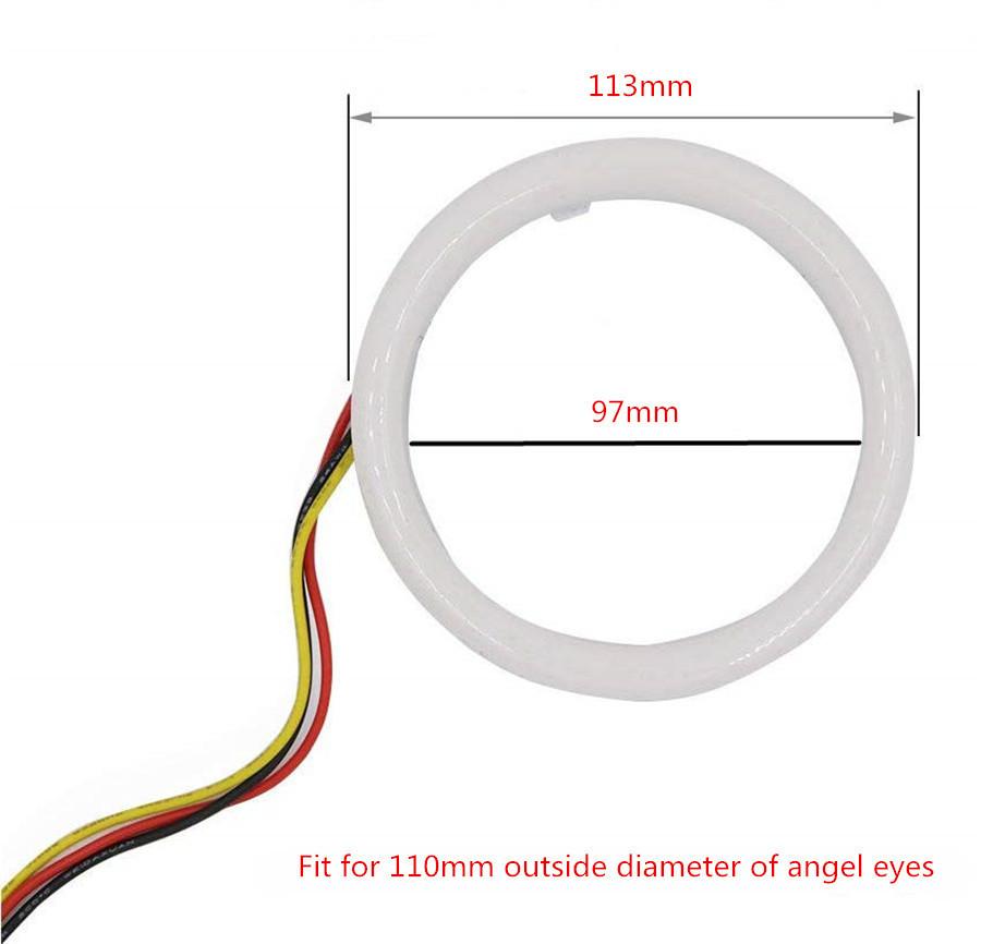 Car Headlight DRL Daytime Running Light Auto Halo Ring Angel Eyes 12V Day Light Turn Signal White Yellow fit for 110mm
Car Headlight DRL Daytime Running Light Auto Halo Ring Angel Eyes 12V Day Light Turn Signal White Yellow fit for 110mm
