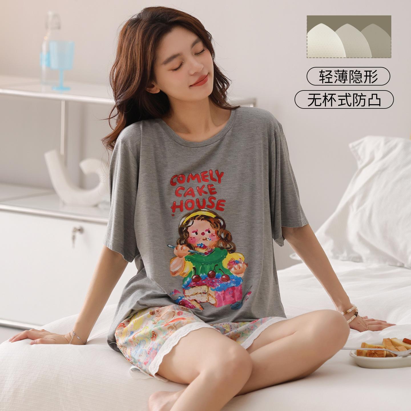 Pajamas with chest pads, women s summer cotton short-sleeved shorts, loungewear, new summer cartoon outerwear suit M recommends 40-50kg
Pajamas with chest pads, women s summer cotton short-sleeved shorts, loungewear, new summer cartoon outerwear suit M recommends 40-50kg
