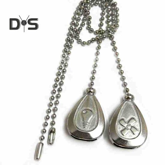 2 шт. удлинитель цепи для потолочного вентилятора, прочный сплав, декоративные тяги для освещения, удлинитель цепи с бисером и соединителем, подвеска в форме капли серебряный