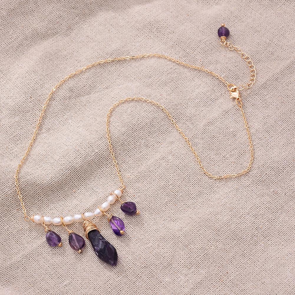 Original Handmade 14K Gold Filled Natural Irregular Amethyst Freshwater Pearl Ladies Pendant Necklace Women Short Chain 50cm
Original Handmade 14K Gold Filled Natural Irregular Amethyst Freshwater Pearl Ladies Pendant Necklace Women Short Chain 50cm