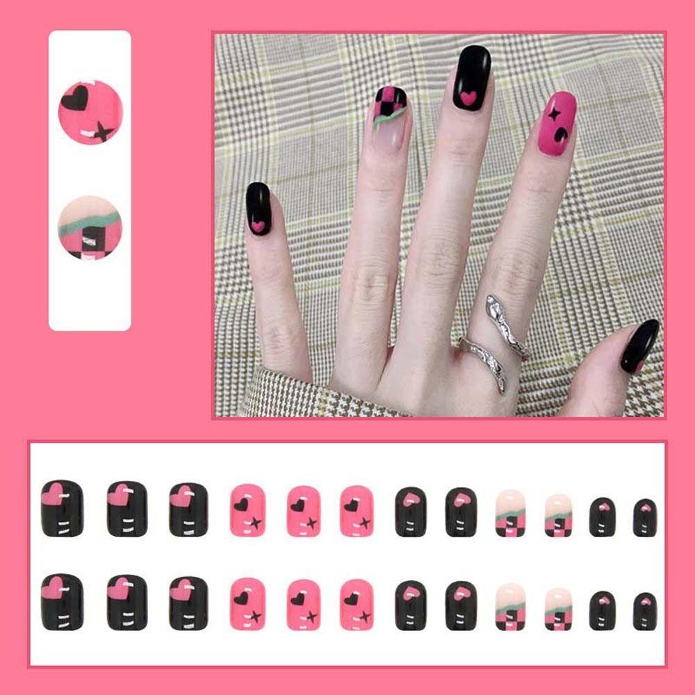 Press On Nails Short False Nails Chessboard Fake Nails Full Cover Fake Nails Heart Nail Art Tips
Press On Nails Short False Nails Chessboard Fake Nails Full Cover Fake Nails Heart Nail Art Tips