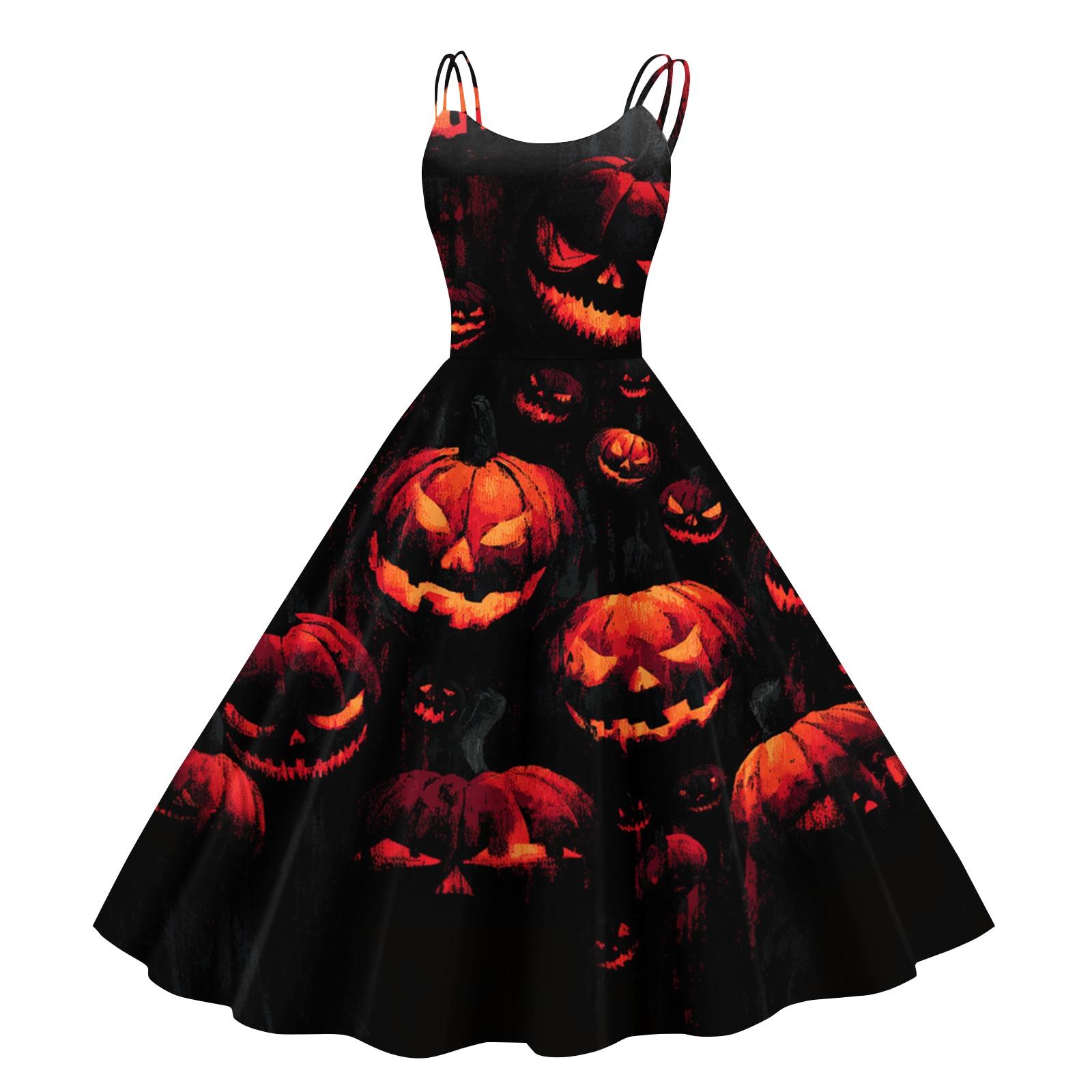Women s Halloween Printed Off Shoulder Punk Vintage Dress Sleeveless Spaghetti Strap A-Line Midi Dress with Floral and Spider Web Pattern S
Women s Halloween Printed Off Shoulder Punk Vintage Dress Sleeveless Spaghetti Strap A-Line Midi Dress with Floral and Spider Web Pattern S