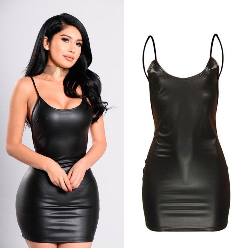 Patent Leather Spaghetti Strap Backless Bodycon Dress - Women s High Elasticity Sleeveless Short Dress 3XL чёрный
Patent Leather Spaghetti Strap Backless Bodycon Dress - Women s High Elasticity Sleeveless Short Dress 3XL чёрный
