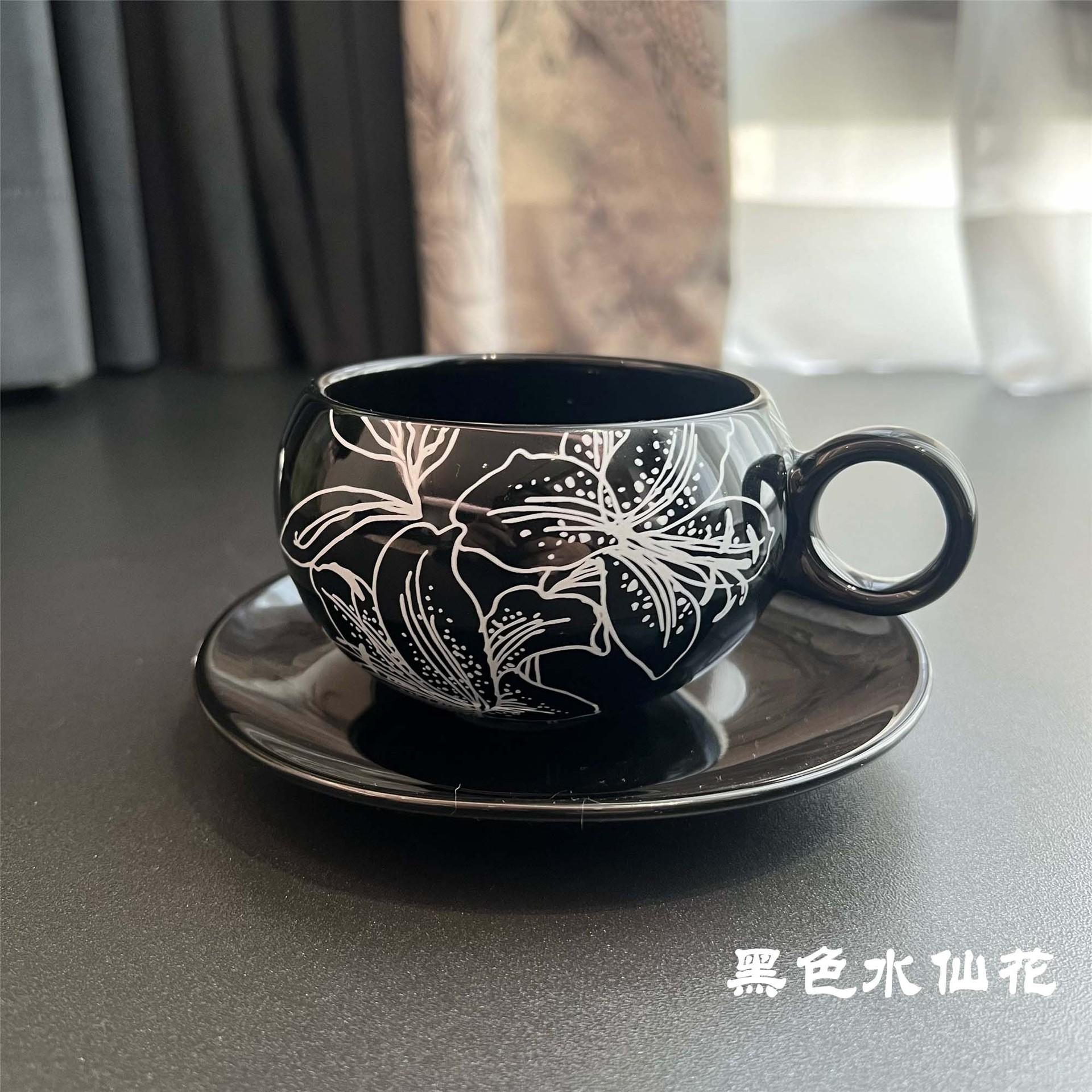 French Coffee Cup Set Elegant Afternoon Tea Cup Breakfast Mug Vintage Ceramic Cup and Saucer for Women 300ml чорний
French Coffee Cup Set Elegant Afternoon Tea Cup Breakfast Mug Vintage Ceramic Cup and Saucer for Women 300ml чорний