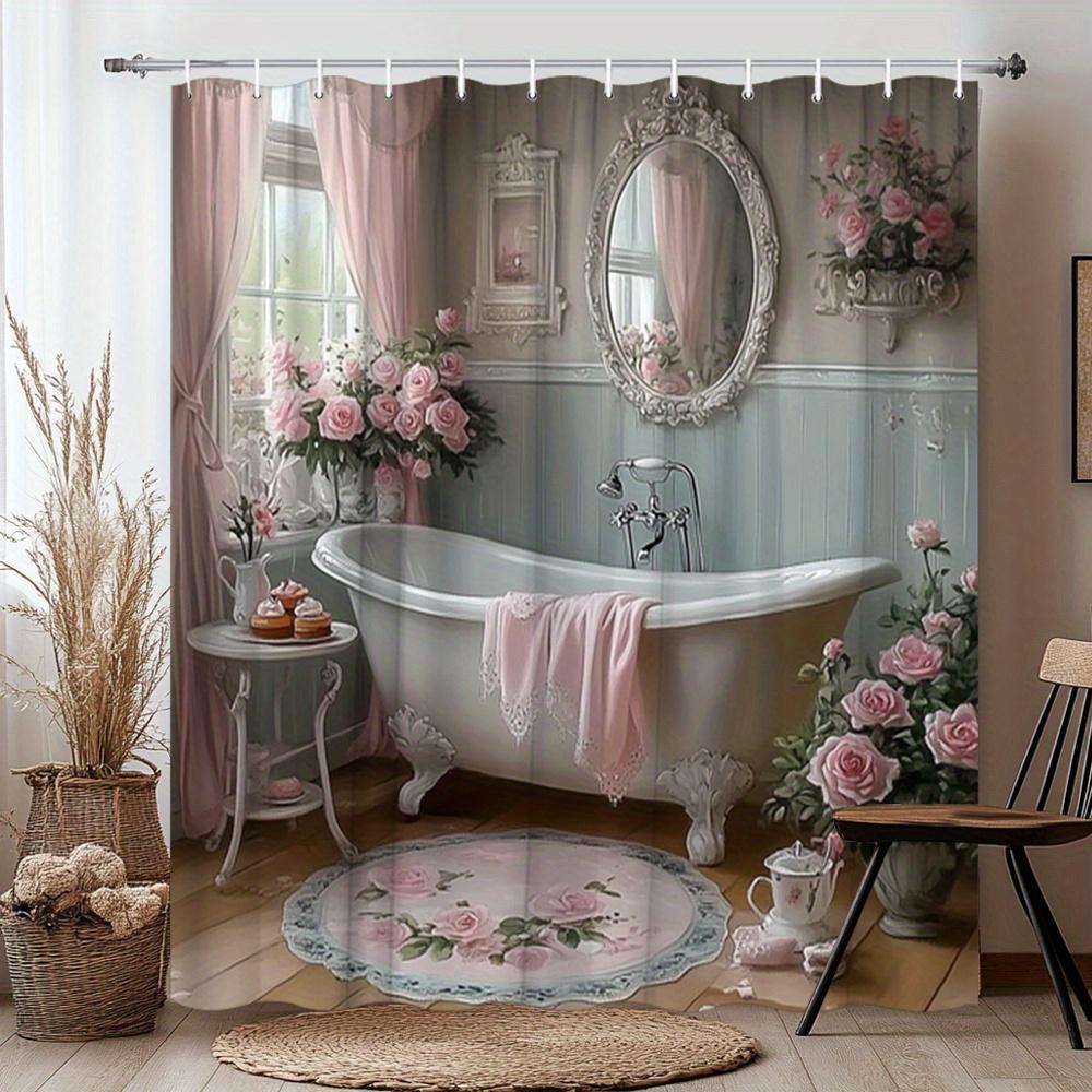 Clawfoot Tub Shower Curtain 180X180Cm – Vintage Pink Roses On Blue Wainscoting, Classic Bathroom Decor, 12 Hooks W60H190(CM)-1 Pcs
Clawfoot Tub Shower Curtain 180X180Cm – Vintage Pink Roses On Blue Wainscoting, Classic Bathroom Decor, 12 Hooks W60H190(CM)-1 Pcs
