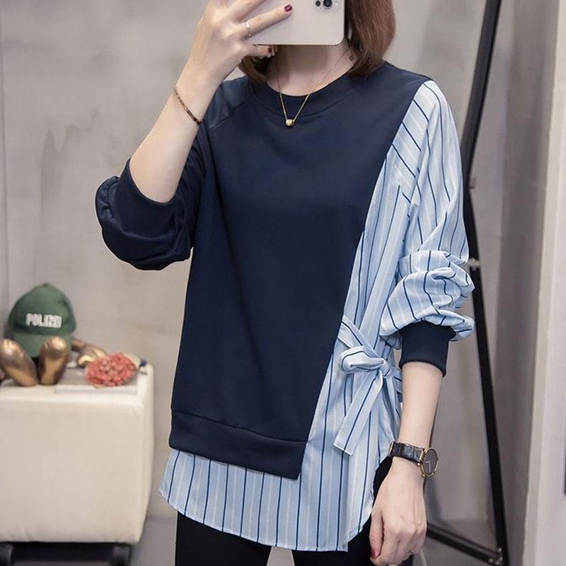 Autumn Fashion Trend Round Neck Fake Two Piece Panel Contrast Color Versatile Loose Lace Up Casual Style Long Sleeve Women s Top
Autumn Fashion Trend Round Neck Fake Two Piece Panel Contrast Color Versatile Loose Lace Up Casual Style Long Sleeve Women s Top
