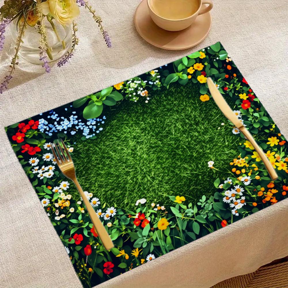 Floral Garden Placemat With Green Grass And Colorful Flowers Design For Table Setting Decorative Table Mat For Dining Room 30x45cm-4Pcs
Floral Garden Placemat With Green Grass And Colorful Flowers Design For Table Setting Decorative Table Mat For Dining Room 30x45cm-4Pcs