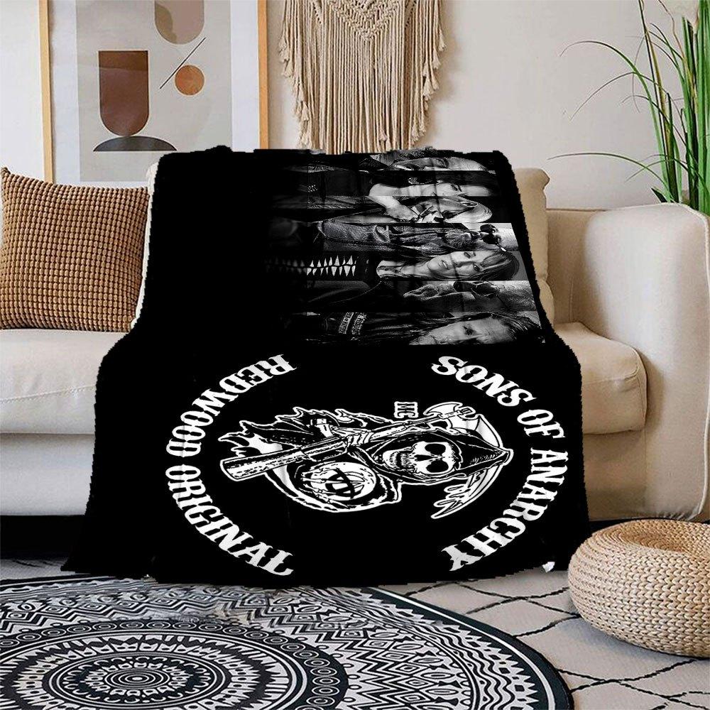 Sons of Anarchy Reaper Motorcycle Club T-ShirtBlanket Flannel Throw Blanket for Sofa, Bed, Travel, Camping, Office, Couch, Chair, And Bed Gi 150x180cm
Sons of Anarchy Reaper Motorcycle Club T-ShirtBlanket Flannel Throw Blanket for Sofa, Bed, Travel, Camping, Office, Couch, Chair, And Bed Gi 150x180cm