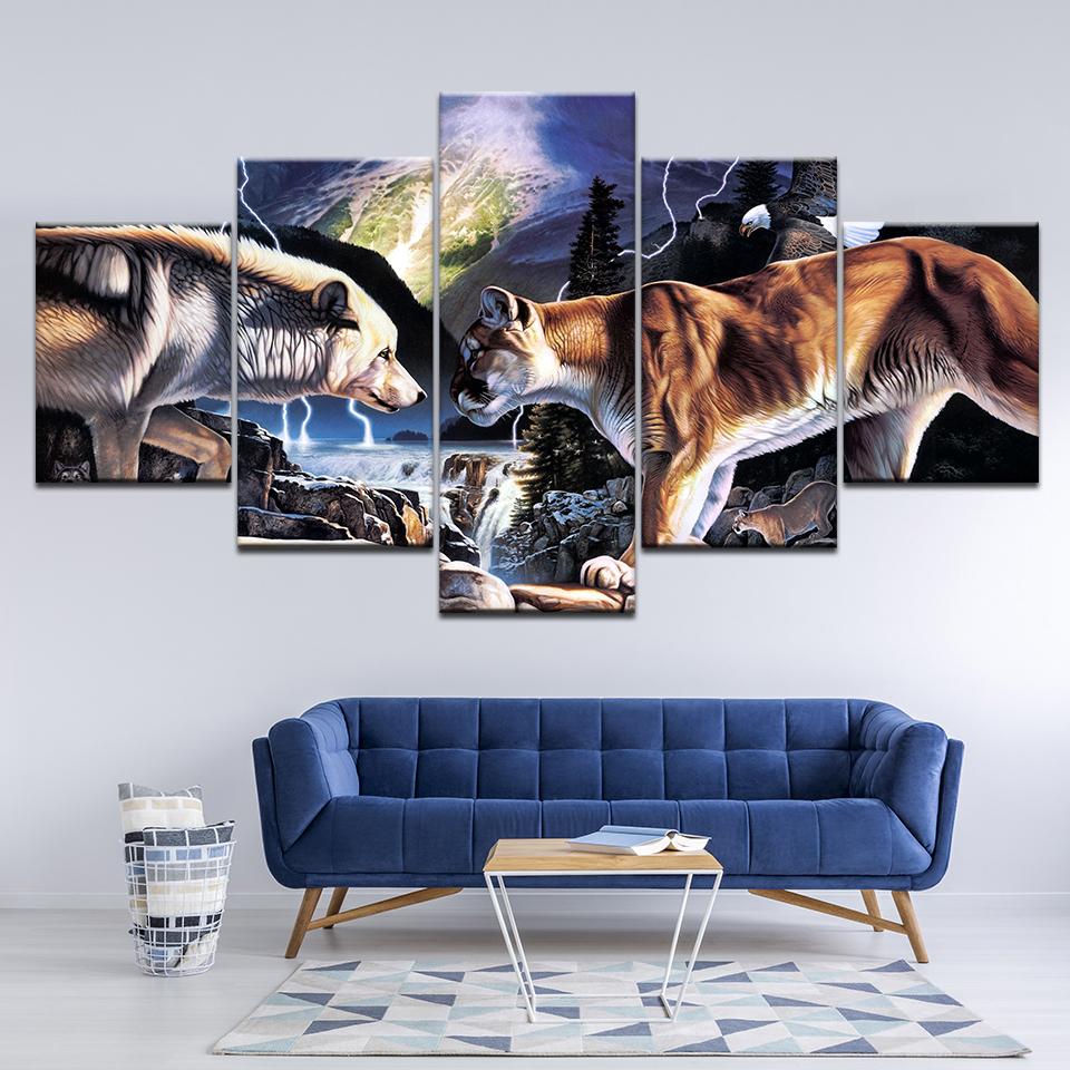 Animal wolf battle lion abstract 5 pieces wall painting mural modular wallpaper poster print living room home decoration 20x35 20x45 20x55cm
Animal wolf battle lion abstract 5 pieces wall painting mural modular wallpaper poster print living room home decoration 20x35 20x45 20x55cm