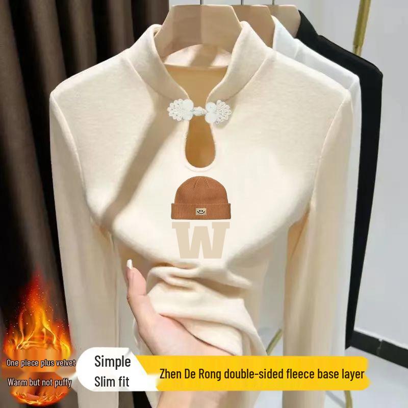 Women s Autumn/Winter Chinese Style Stand Collar Frog Button T-shirt with Water Drop Print - Versatile and Warm Long Sleeve Top L (100-115 jin)
Women s Autumn/Winter Chinese Style Stand Collar Frog Button T-shirt with Water Drop Print - Versatile and Warm Long Sleeve Top L (100-115 jin)