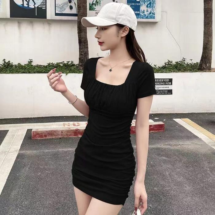 Summer Sexy Square Neck Bodycon Mini Dress - French Goddess Style, Slim Waist, Pleated Design Large (L) чорний
Summer Sexy Square Neck Bodycon Mini Dress - French Goddess Style, Slim Waist, Pleated Design Large (L) чорний