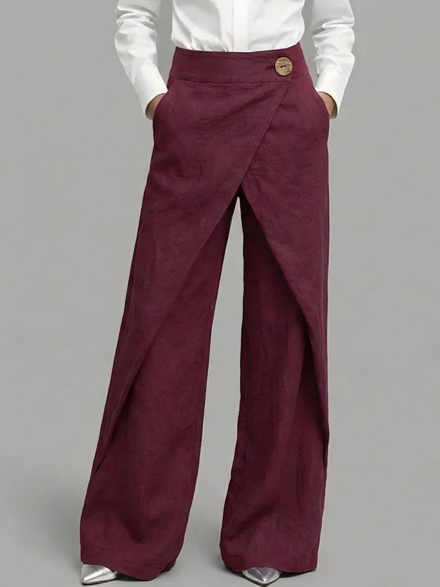 Women High Waisted Wide Leg Pants with Button Detail Casual Loose Fit Trousers S бордовый
Women High Waisted Wide Leg Pants with Button Detail Casual Loose Fit Trousers S бордовый