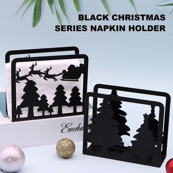 Держатель для салфеток Подставка для хранения салфеток Рождественский стиль Декор елки в виде оленя Полый кухонный декор Сельский дом Диспенсер для салфеток из нержавеющей стали