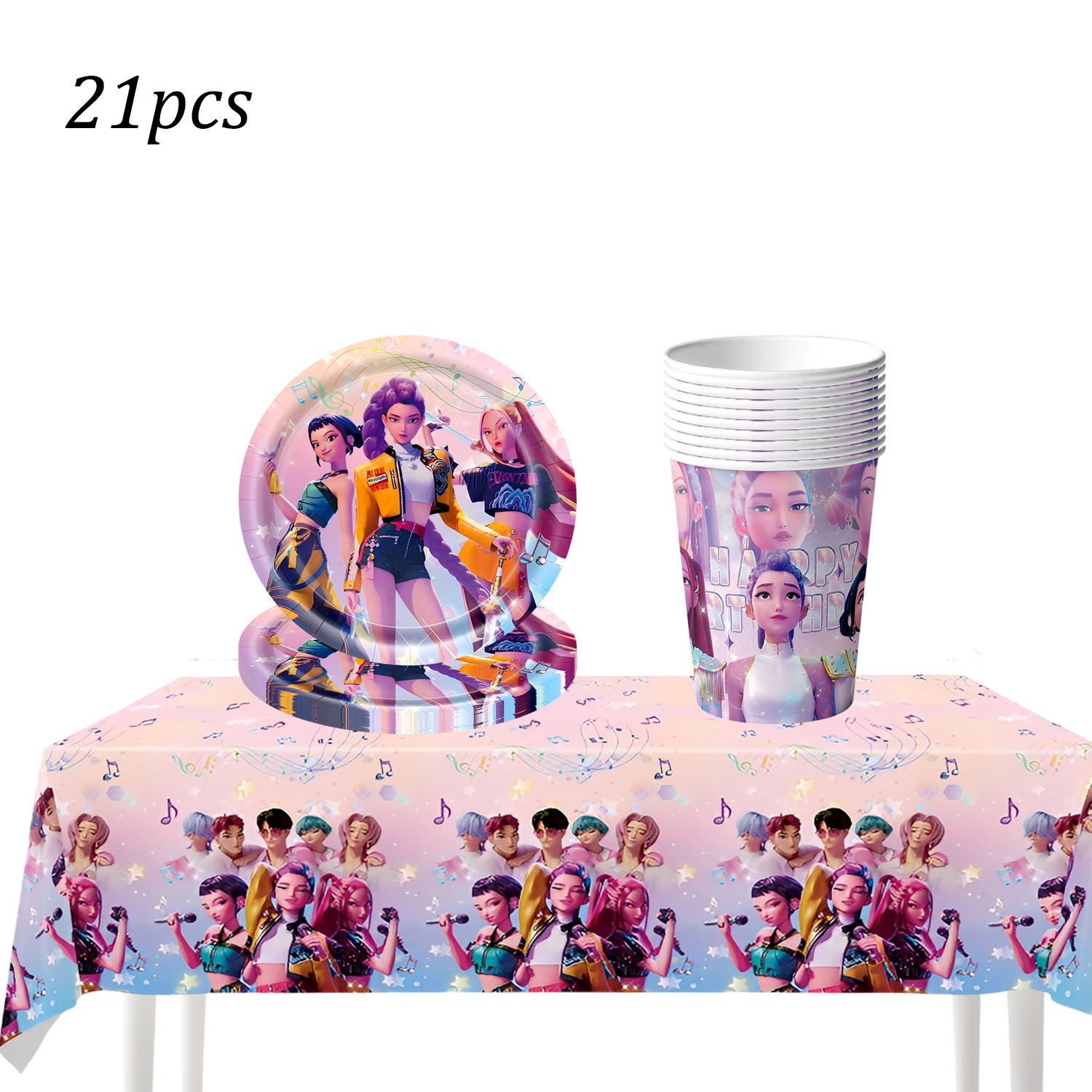 New k-pop Demon Hunters Theme Birthday Party Decorations set Tableware Cup Plate Paper for Girls Baby Shower Supplies set-21pcs
New k-pop Demon Hunters Theme Birthday Party Decorations set Tableware Cup Plate Paper for Girls Baby Shower Supplies set-21pcs