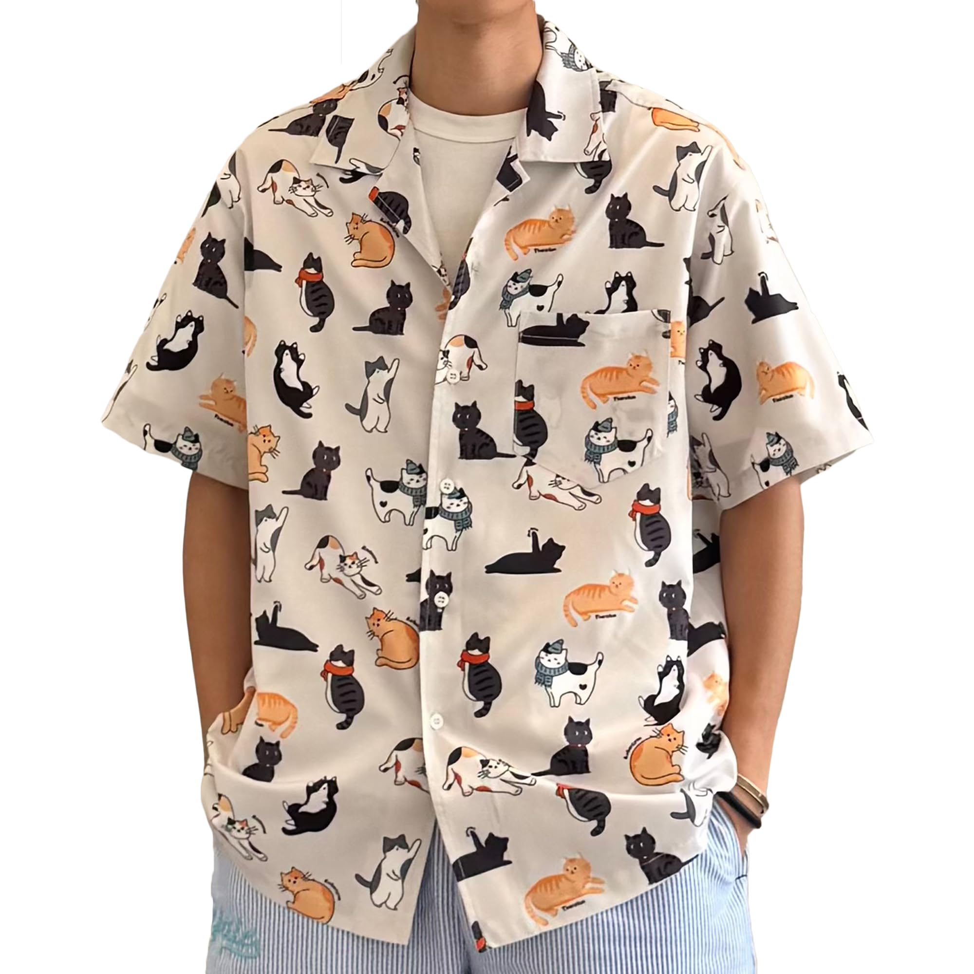 CHANGE WELL 2025 Повседневная рубашка с коротким рукавом и открытым воротником с принтом животных кошек мужская весна/лето (Белый, Большой)
CHANGE WELL 2025 Повседневная рубашка с коротким рукавом и открытым воротником с принтом животных кошек мужская весна/лето (Белый, Большой)