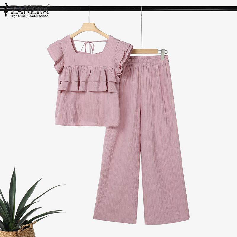 ZANZEA Жіночий літній костюм з двох частин, блузка з коротким рукавом та штани XL рожевий
ZANZEA Жіночий літній костюм з двох частин, блузка з коротким рукавом та штани XL рожевий