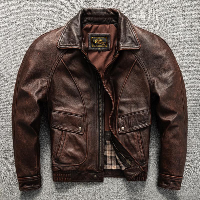 Retro Washing and Old Head Layer Cowhide Leather Genuine Leather Jacket for Men s Lapel Short Slim Leather Jacket S
Retro Washing and Old Head Layer Cowhide Leather Genuine Leather Jacket for Men s Lapel Short Slim Leather Jacket S