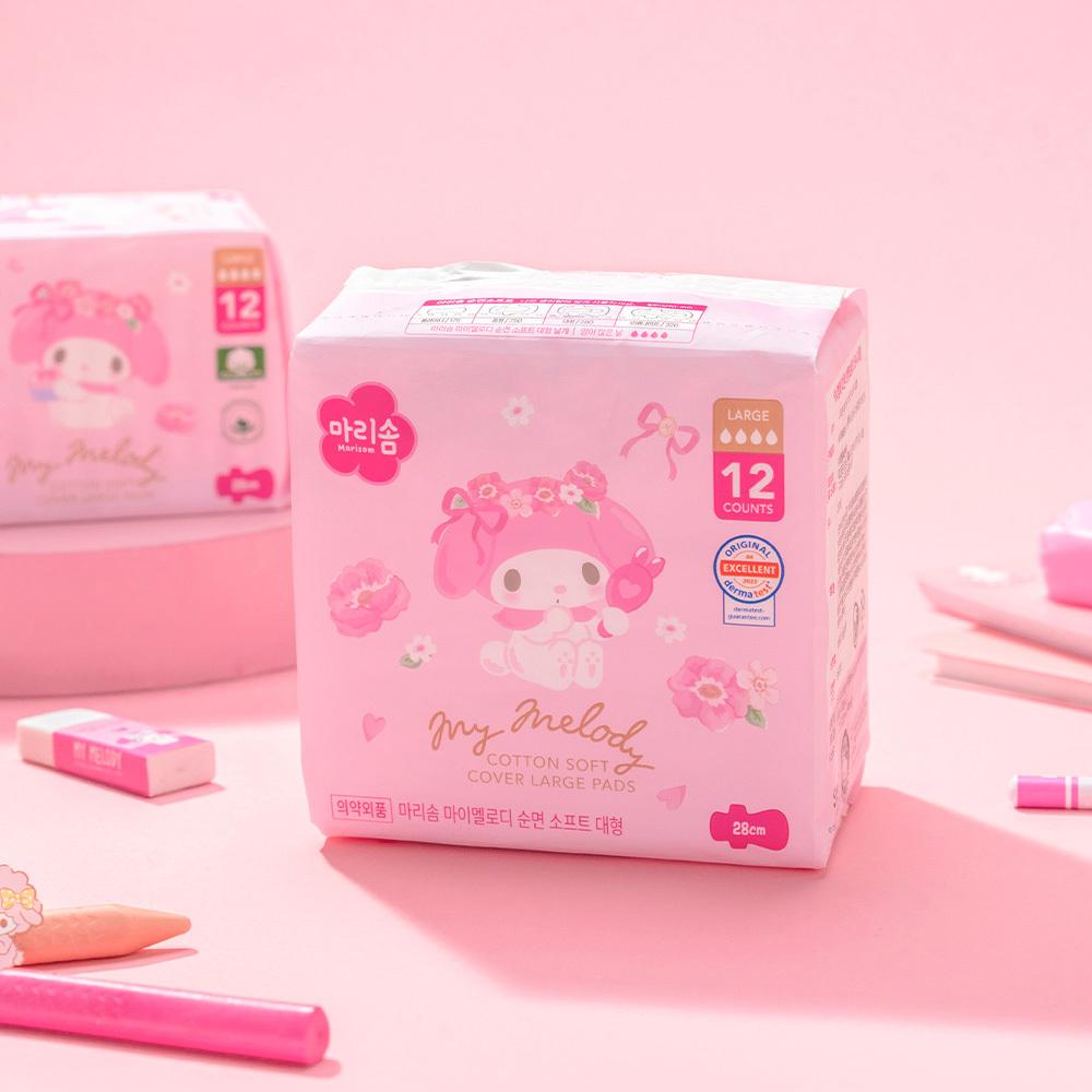 Marisom Sanrio 100% Cotton Soft Pad Sanitary Napkin (Choose 1 of 2 sizes: medium/large) My Melody 12P Pure Cotton Soft Large
Marisom Sanrio 100% Cotton Soft Pad Sanitary Napkin (Choose 1 of 2 sizes: medium/large) My Melody 12P Pure Cotton Soft Large