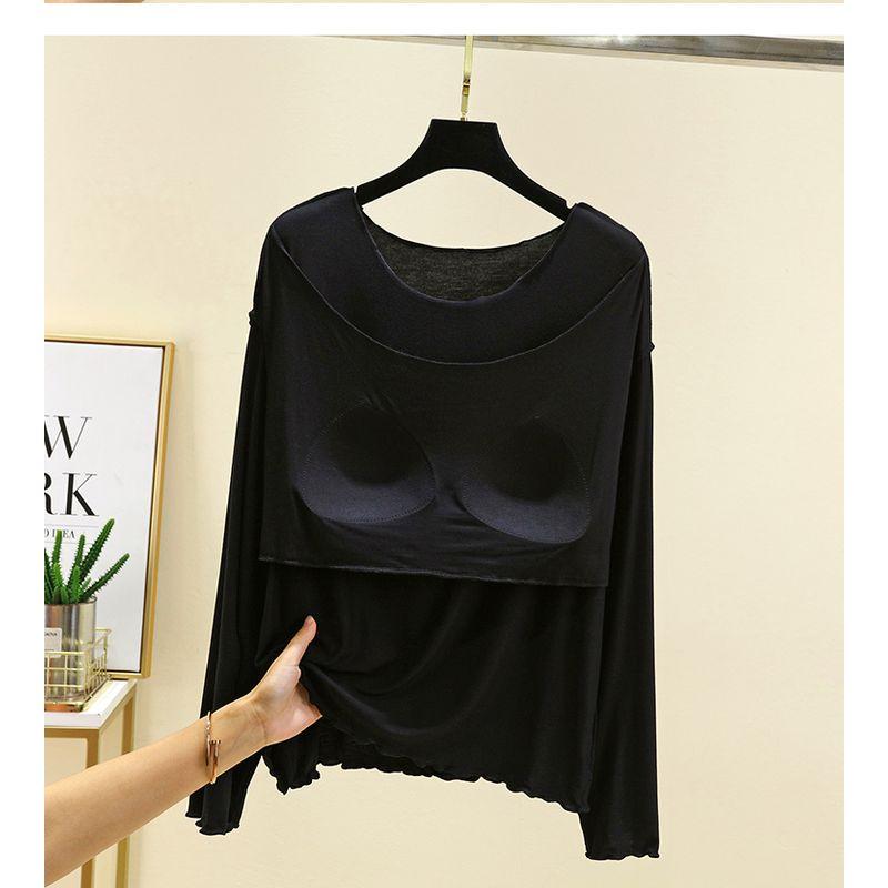 Modal Long Sleeves T-Shirt Women s Autumn Thin Bra-Free round Neck Tops Easiest for Match Casual Plus Size Bottoming Shirt with Chest Pad Black XL (55.00 kg-70.00 kg recommended
Modal Long Sleeves T-Shirt Women s Autumn Thin Bra-Free round Neck Tops Easiest for Match Casual Plus Size Bottoming Shirt with Chest Pad Black XL (55.00 kg-70.00 kg recommended