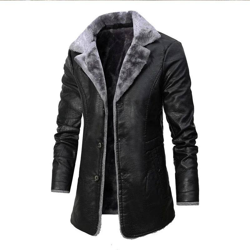 Men Winter Long Thick Fleece PU Leather Jacket Winter Fashion Suit Collar Men s Windbreaker Leather Jacket Coats XXXXL чорний
Men Winter Long Thick Fleece PU Leather Jacket Winter Fashion Suit Collar Men s Windbreaker Leather Jacket Coats XXXXL чорний