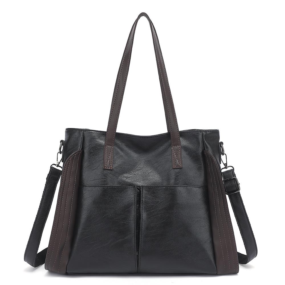 Сумка-тоут из мягкой кожи весна/лето 2025 года - просторная, большая, вместительная, большого размера, сумка через плечо, модная, шикарная сумка через плечо чёрный