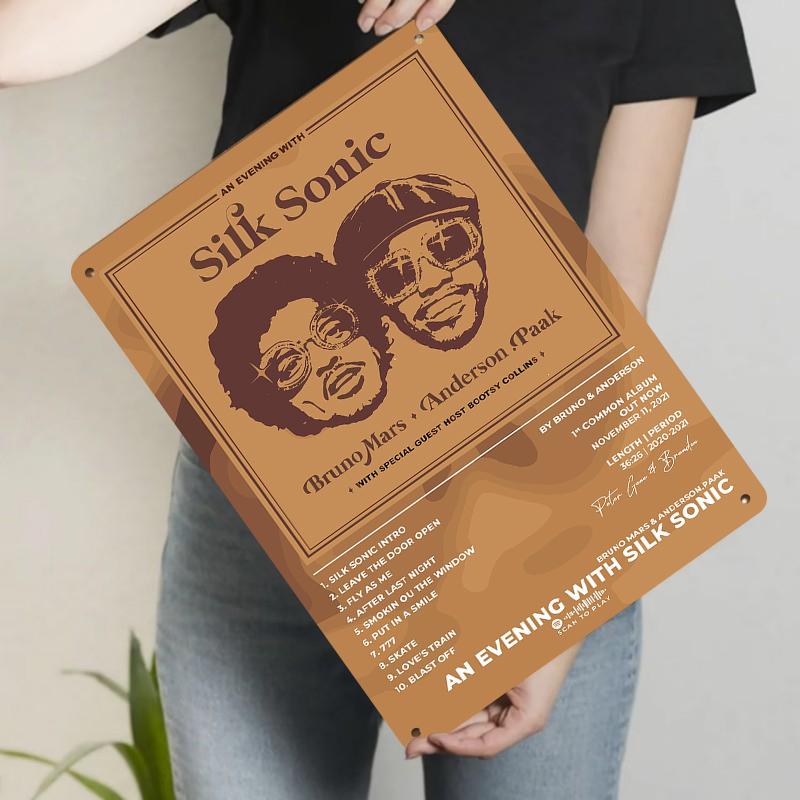 Silk Sonic Bruno Mars Anderson Paak Retro Music Poster Custom Metal Tin Sign Wall Art Decor for Home Bar 20x30cm(7.8x11.8inch)
Silk Sonic Bruno Mars Anderson Paak Retro Music Poster Custom Metal Tin Sign Wall Art Decor for Home Bar 20x30cm(7.8x11.8inch)