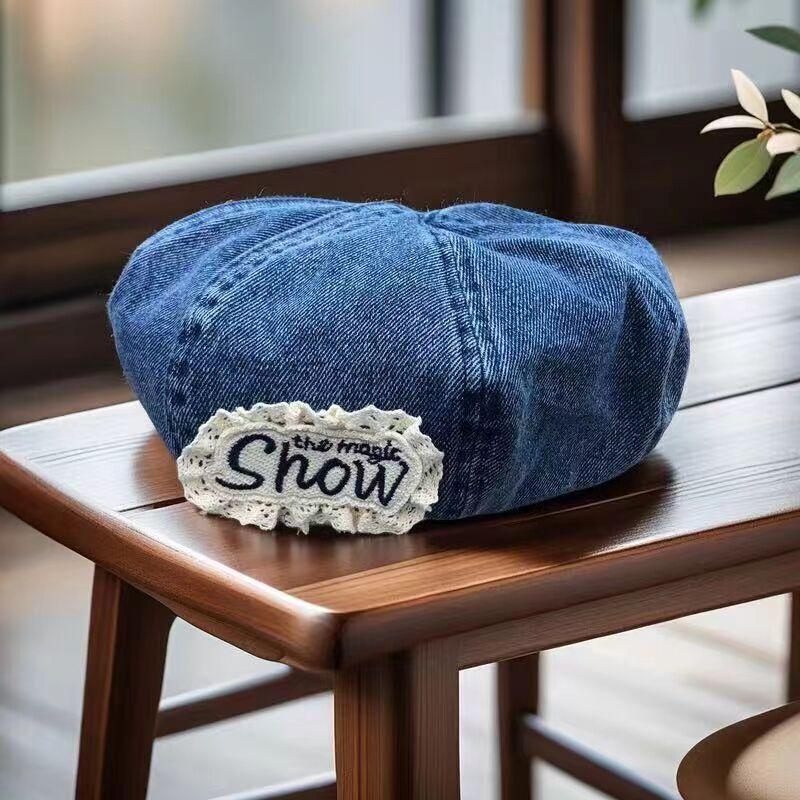 Spring summer hats for Women Vintage Washed Denim Cloud Beret, Artistic Octagonal Painter Cap 56-58cm темно-синього кольору
Spring summer hats for Women Vintage Washed Denim Cloud Beret, Artistic Octagonal Painter Cap 56-58cm темно-синього кольору