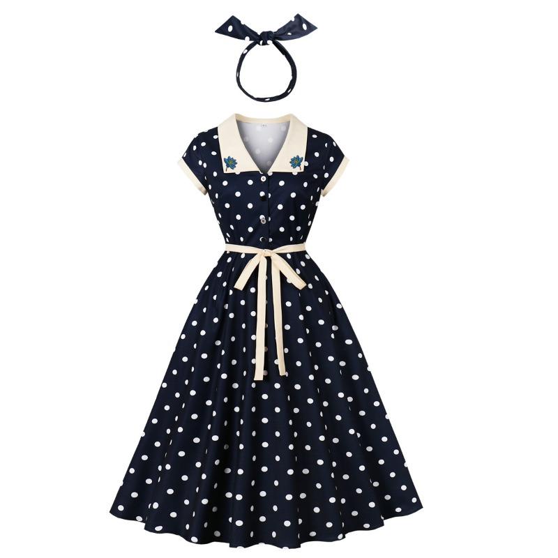 Women s clothing hot sale retro Hepburn polka dot dress heavy industry embroidery waist XXL темно-синього кольору
Women s clothing hot sale retro Hepburn polka dot dress heavy industry embroidery waist XXL темно-синього кольору